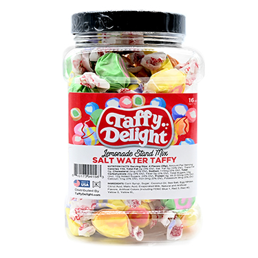 Taffy Delight Lemonade Stand Mix Salt Water Taffy 16oz Jar 